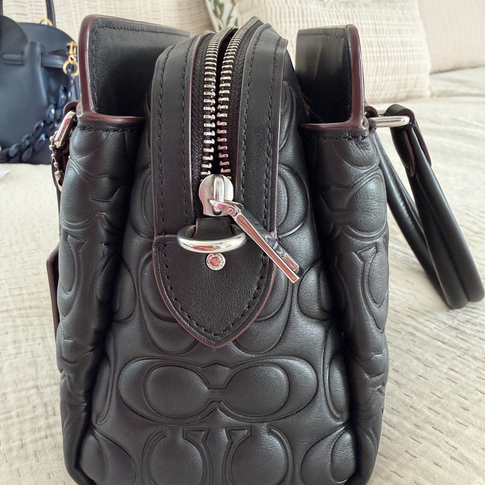 Coach Mini Darcie Carryall Black Embossed Satchel - Picture 4 of 8